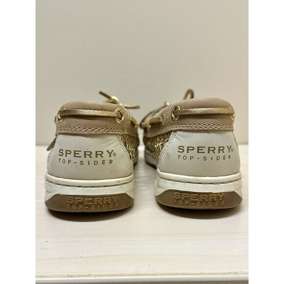 SPERRY Top Sider Angelfish Womens Deck Boat Shoe Sz 5.5 M Linen Gold EUC!!! - Picture 2 of 6